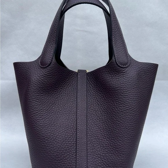 Hermes Plum Leather Picotin Tote with Gold Hardware - Picture 12 of 14